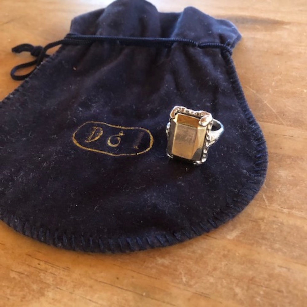 RARE, Custom-Made DIGBY & IONA Sterling/Brass Cocktail Ring 6.25